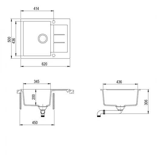 Кухонная мойка Aquasanita Tesa SQT 102 710 AW 62x50 Alba