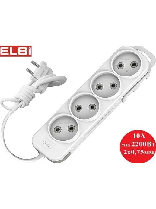 EL-BI,Myra,удлинитель 4гн2м б/з белый,527-010202-450