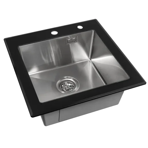 Мойка ARFEKA ECO AR 500*500 GS BLACK GLASS + SATIN  VOLCANIC ROCK