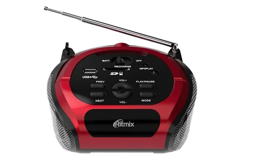 Магнитола Ritmix  RBB-100BT Red/Black