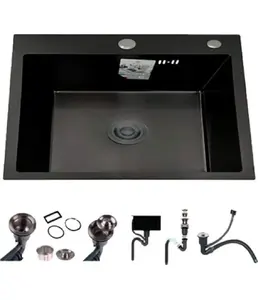 DS5040B Кухонная мойка 500*400*200mm , чёрная с сифоном на скидке
