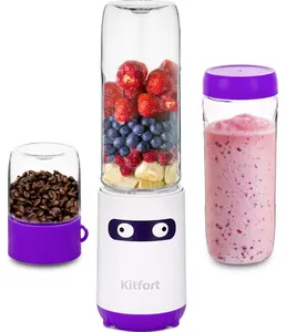 Блендер Kitfort  Shake & Take "2 в 1" KT-3033-1 бело-фиолетовый на скидке