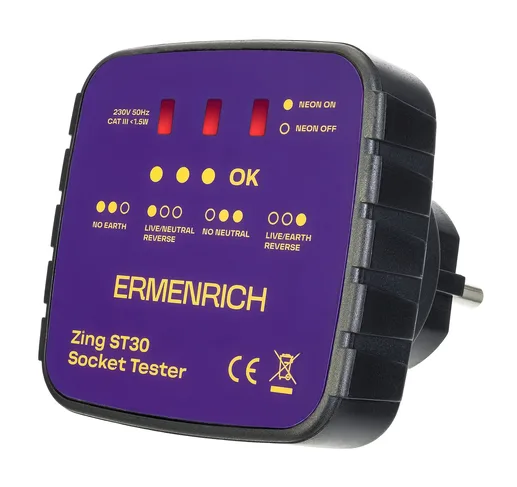 Тестер розеток Ermenrich Zing ST30, фиолетовый