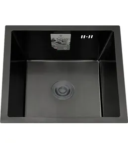 DS4444B Кухонная мойка 440*440*200mm , чёрная с сифоном на скидке