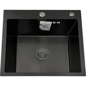DS5040B Кухонная мойка 500*400*200mm , чёрная с сифоном
