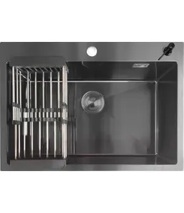DS7050B Кухонная мойка 700*500*200mm , чёрная с сифоном на скидке