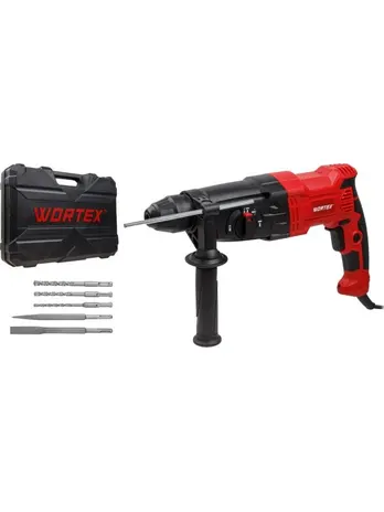 Перфоратор WORTEX RH 2621 в чем. + (2 зубила, 3 сверла) 800 Вт,