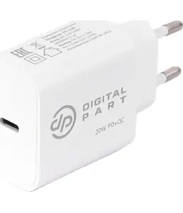 Сетевое зарядное устройство DIGITALPART FC-130 USB-C, белый на скидке