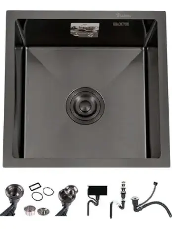 DS4444B Кухонная мойка 440*440*200mm , чёрная с сифоном