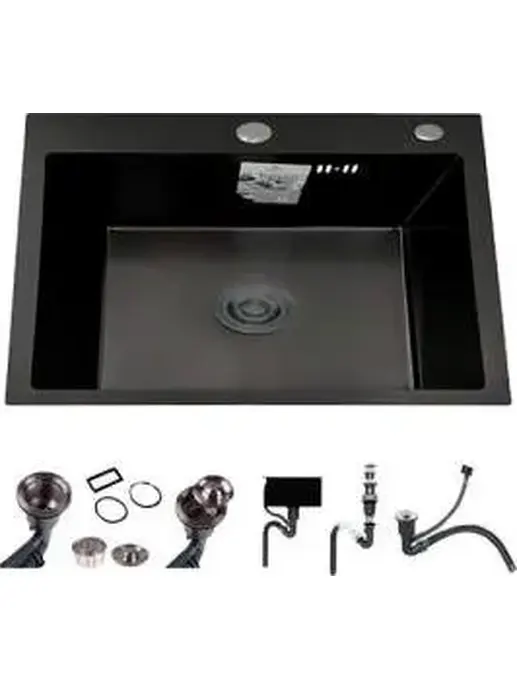 DS6050B Кухонная мойка 600*500*200mm , чёрная с сифоном