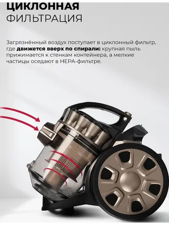 LEX LXVCC 7010 пылесос, безмешковый, сухой уборки 1800Вт