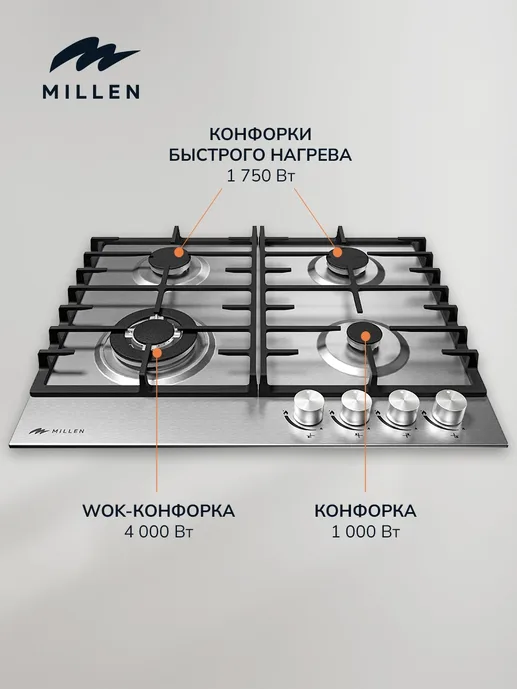MILLEN MGH 601 IX газовая варочная панель
