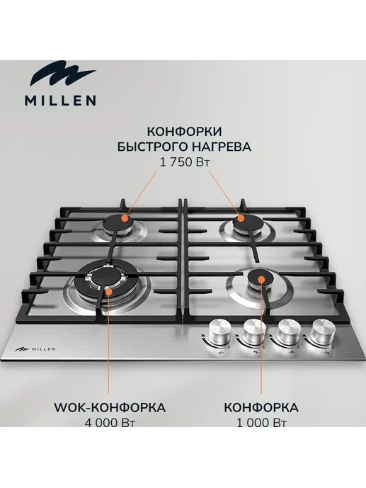 MILLEN MGH 601 IX газовая варочная панель