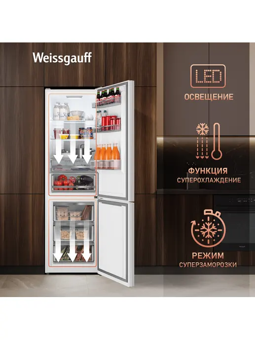 Холодильник Weissgauff WRK 2000 Total NoFrost Inverter White Glass