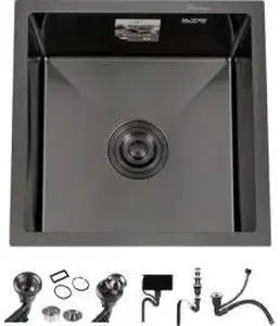 DS4444B Кухонная мойка 440*440*200mm , чёрная с сифоном на скидке