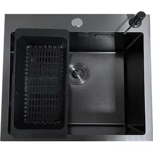 DS7050B Кухонная мойка 700*500*200mm , чёрная с сифоном