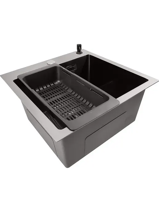 DS4444B Кухонная мойка 440*440*200mm , чёрная с сифоном