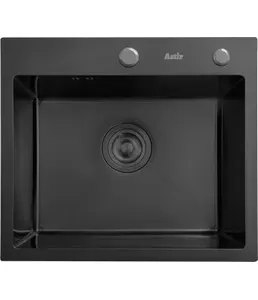 DS4444B Кухонная мойка 440*440*200mm , чёрная с сифоном на скидке