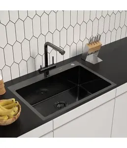 DS7050B Кухонная мойка 700*500*200mm , чёрная с сифоном на скидке