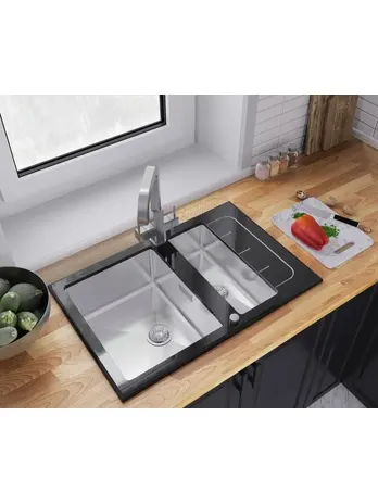 Мойка со стеклом ZorG GS 7850-2 black