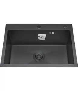 DS6050B Кухонная мойка 600*500*200mm , чёрная с сифоном на скидке