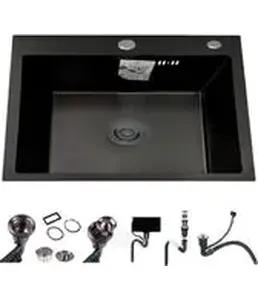 DS5040B Кухонная мойка 500*400*200mm , чёрная с сифоном на скидке