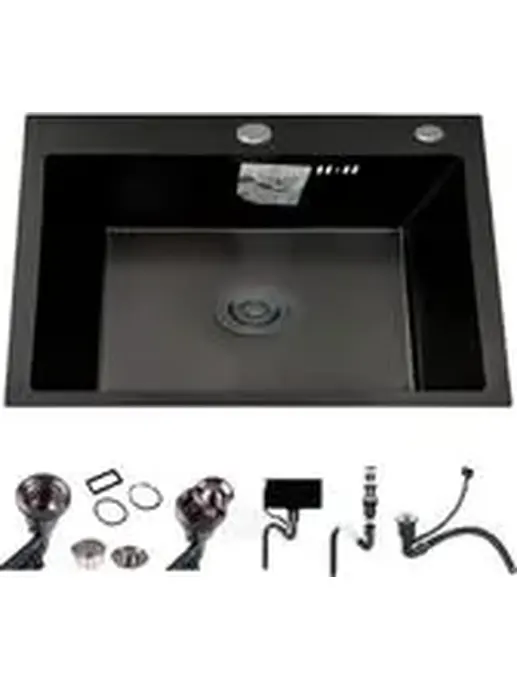 DS5040B Кухонная мойка 500*400*200mm , чёрная с сифоном