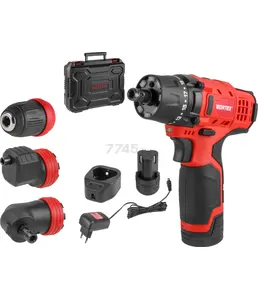 Аккум. дрель-шуруповерт WORTEX BD 1215 LiSET в чем. + 2 насадки, 12 В, на скидке