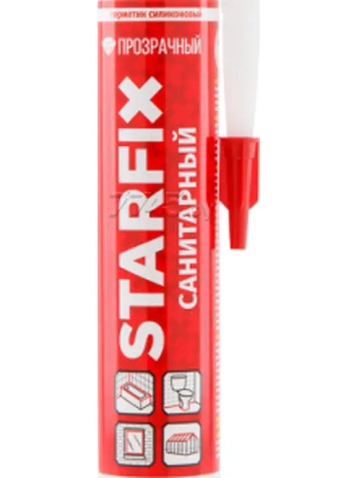 Герметик силиконовый санитарный STARFIX прозрачный, 300 мл