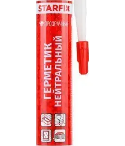 Герметик силиконовый нейтральный STARFIX прозрачный, 300мл на скидке