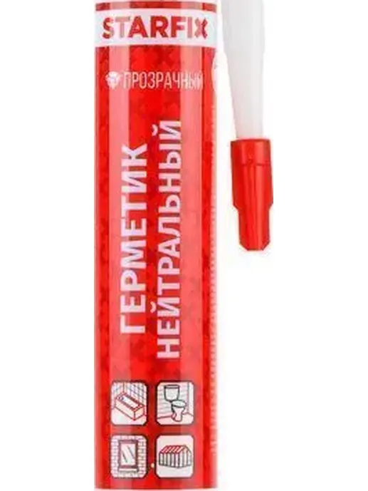 Герметик силиконовый нейтральный STARFIX прозрачный, 300мл