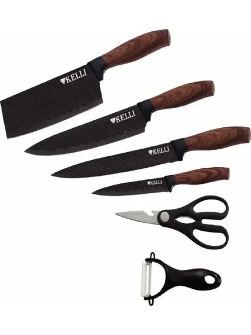 Набор ножей с Алмазным покрытием 6 предметов KELLI KL-2034 (1x10)