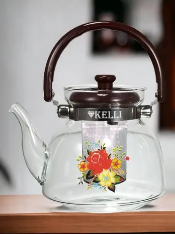 Жаропрочный стеклянный чайник 1,0 KELLI KL-3226 (1x24)