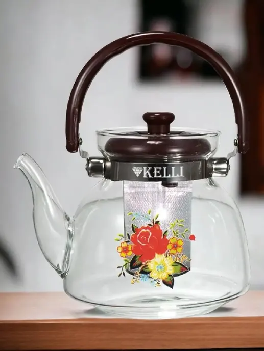 Жаропрочный стеклянный чайник 1,0 KELLI KL-3226 (1x24)