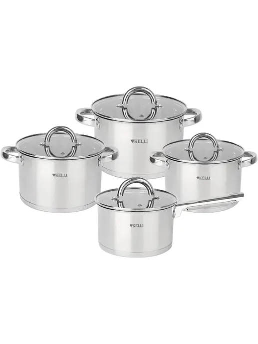 Набор Кастрюль 8 предметов KELLI KL-4702 (1х4)