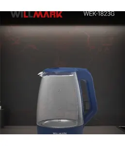 Чайник эл. WILLMARK WEK-1823G (1.8л, поворот на 360, термостойкое стек на скидке