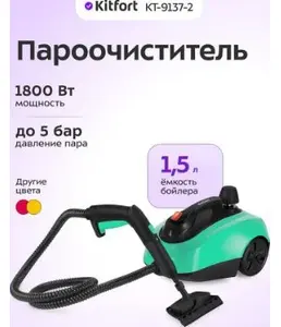 Пароочиститель КТ-9137-2 (черно-зеленый) на скидке