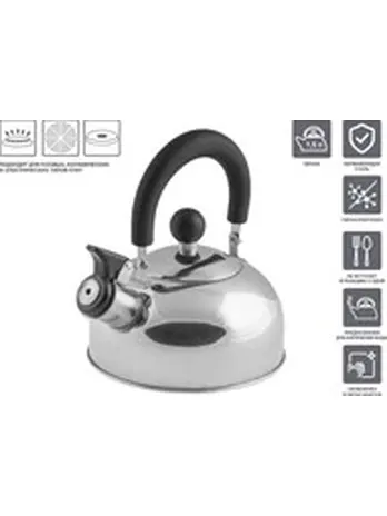 Чайник со свистком, нержавеющая сталь, 2.5 л, серия Holiday, серебрист