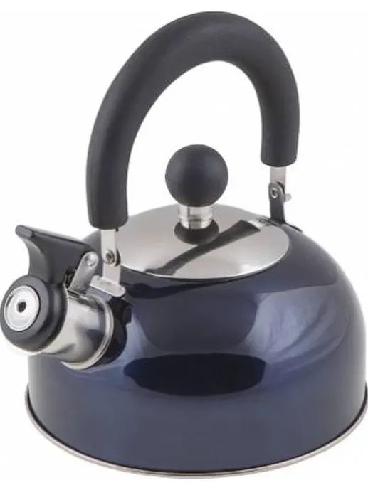 Чайник со свистком, нержавеющая сталь, 2.5 л, серия Holiday, синий мет