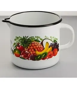 Кружка эмал с носиком б/кр 1л (белая) Без декора, РОССИЯ на скидке