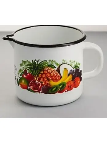 Кружка эмал с носиком б/кр 1л (белая) Без декора, РОССИЯ