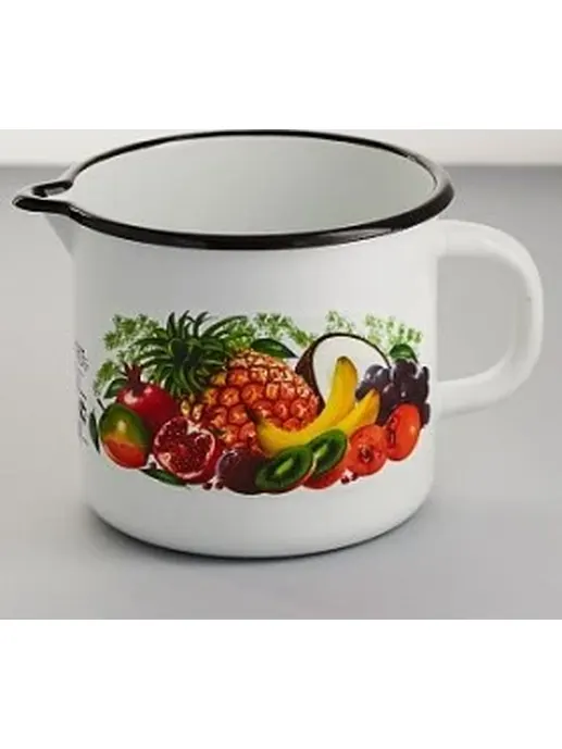 Кружка эмал с носиком б/кр 1л (белая) Без декора, РОССИЯ