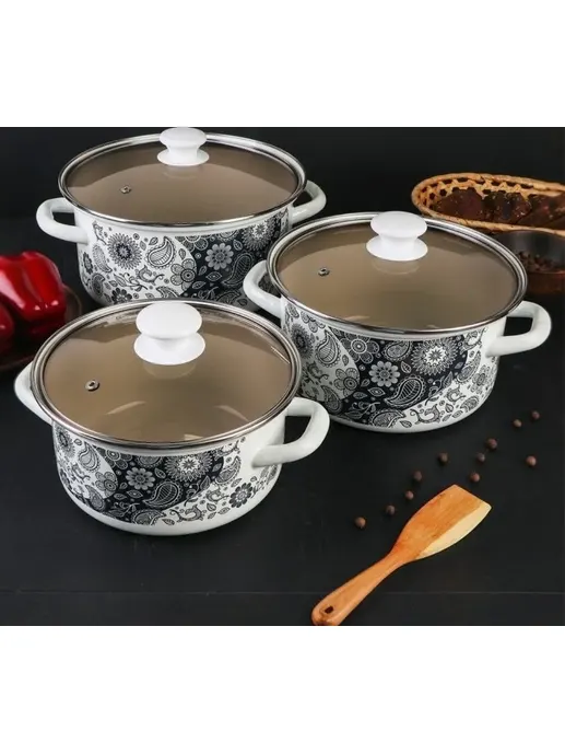 Набор кастрюль Эспрессо-1-Экстра (2,3/3/4 л), РОССИЯ