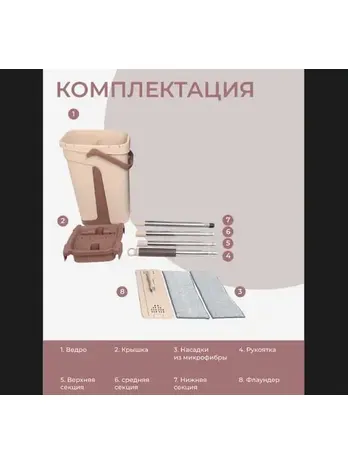 Швабра и ведро с отжимом SKIPER для мытья пола 10 литров (комплект)