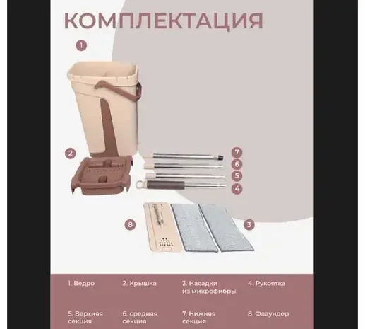 Швабра и ведро с отжимом SKIPER для мытья пола 10 литров (комплект)