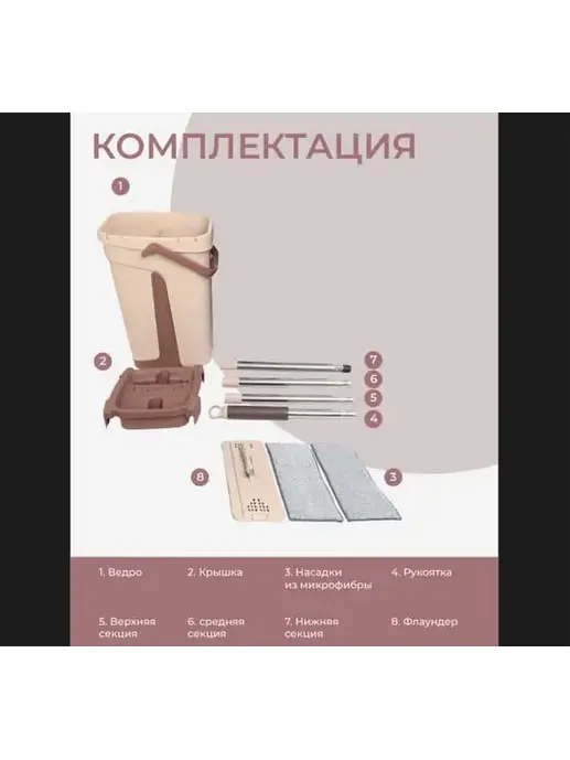 Швабра и ведро с отжимом SKIPER для мытья пола 10 литров (комплект)