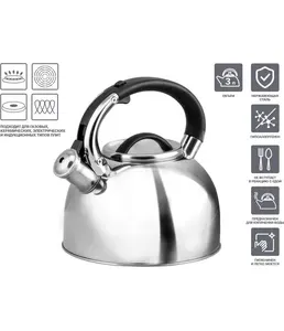 Чайник со свистком, нержавеющая сталь, 3.0 л, Assam, PERFECTO LINEA на скидке