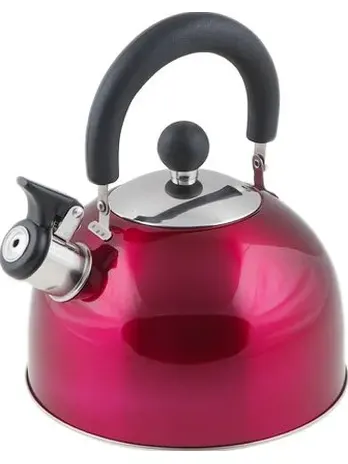 Чайник со свистком, нержавеющая сталь,  PERFECTO LINEA Holiday, вишнев