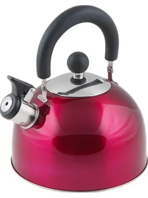 Чайник со свистком, нержавеющая сталь,  PERFECTO LINEA Holiday, вишнев