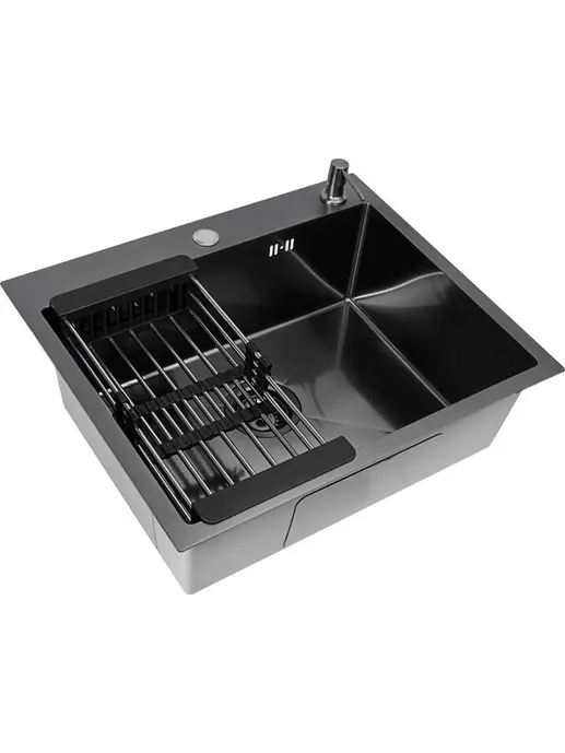 Комплект BASIC мойка 600*500, коландер, дозатор BLACK DECOR